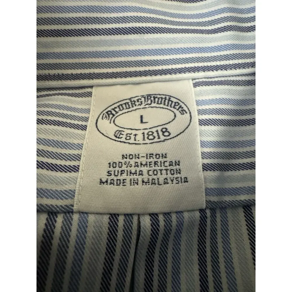 Brooks Brother Button Down Shirt‎ Blue Striped Men’s L Long Sleeve Shirt Supima
